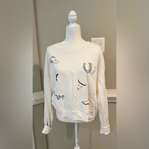 Pendleton from Sundance Cream Embroidered Chic Western Crop Sweatshirt. NWOT, XL